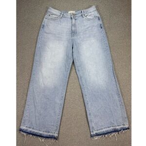 Warp + Weft Baggy Jeans Women's 14 Blue Light Wash High Rise Incheon Cropped